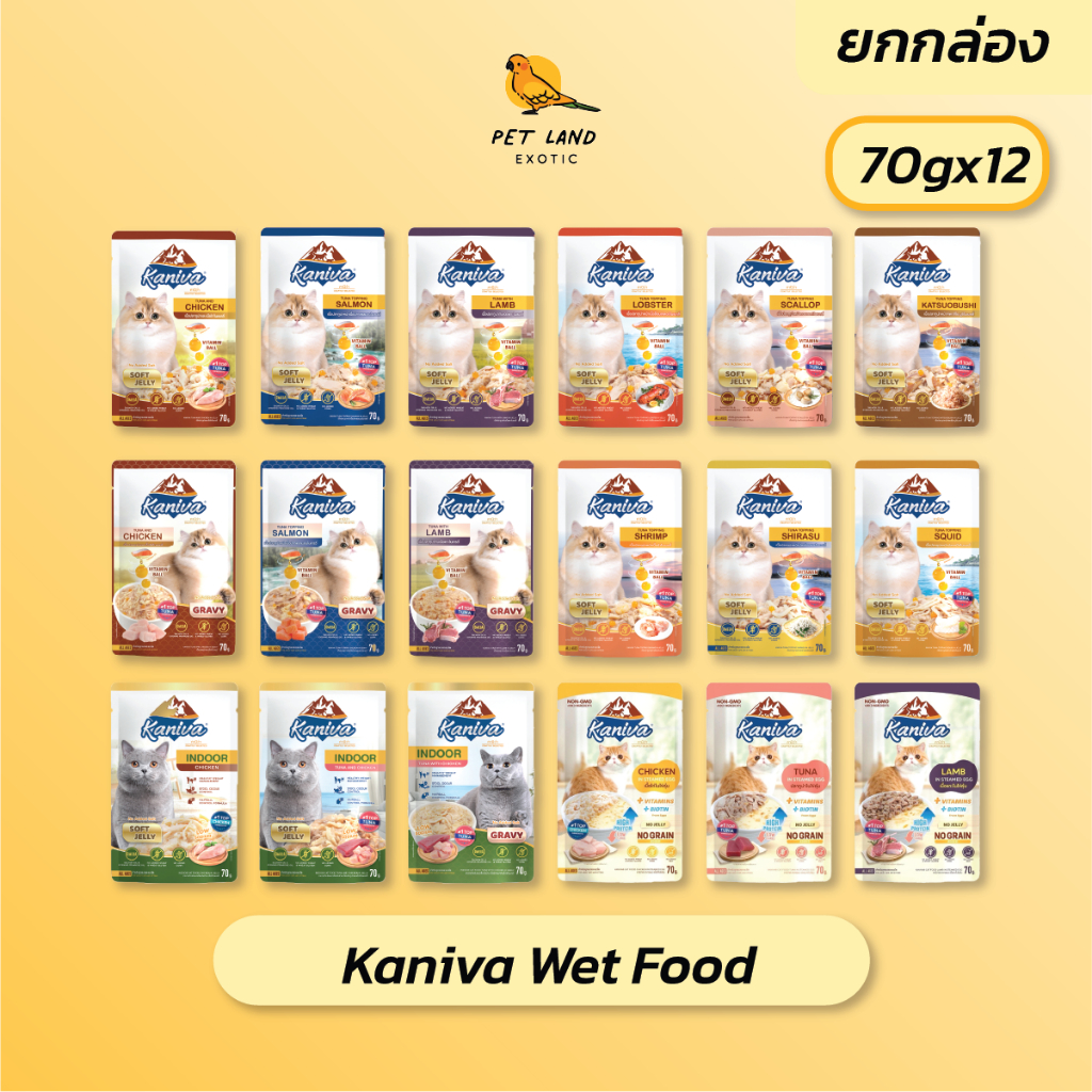 Kaniva คานิว่า อาหารแมวแบบเปียก ขนาด 70g ยกกล่อง 12 ซอง