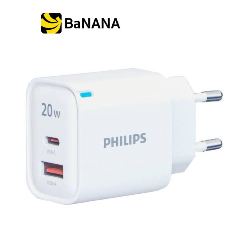 อะแดปเตอร์ Philips Wall Charger 1 USB-A / 1 USB-C 20W GaN White (TISI) by Banana IT