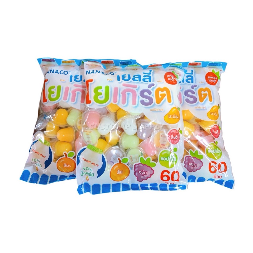 เยลลี่โยเกิร์ต มินิพุดดิ้งผลไม้ 60 ถ้วย ตรา NANACO แช่เย็นๆอร่อยสดชื่น หนุบหนับเคี้ยวเพลิน