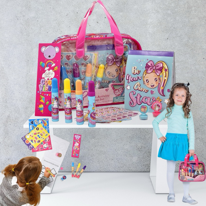 JoJo Siwa Art & Activity Bag, Coloring and Activity Set with Stickers, Markers, Stamps, Notepad
