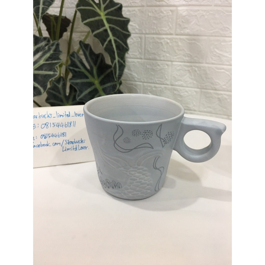 แก้วสตาร์บัค Starbucks USA  Anniversary Embossed Mermaid Siren Tail 2016 Anniversary Mug Gray 12 oz