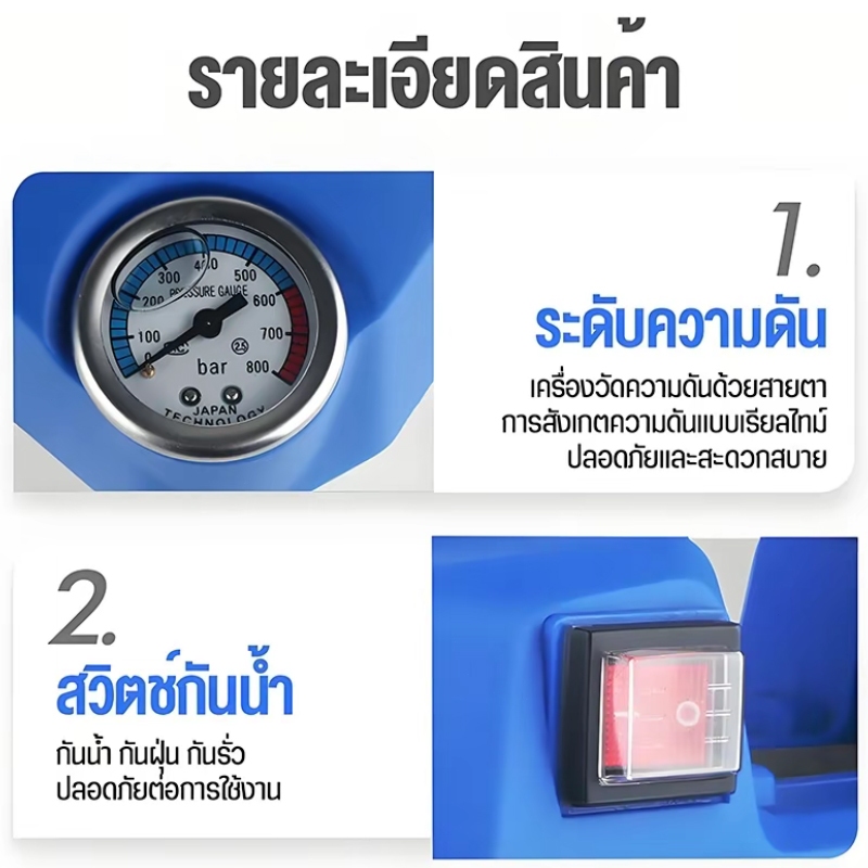REAIM เครื่องฉีดน้ำแรงดันสูง ปั้มแรงดันสูงล้างรถ 400 บาร์ 3800W เครื่องฉีดน้ำ สามารถดูดน้ำได้ด้วยตัวเอง ราคา ถูกที่สุด ดีลบีเคเค แกลเลอรีภาพที่ 5