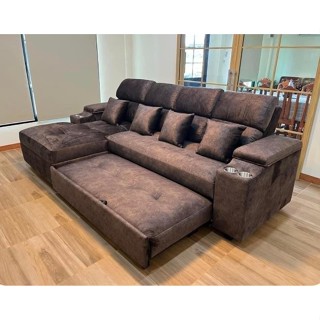 โซฟาตัวแอลเข้ามุม ดึงนอน ขนาด 300cm  พนักพิงปรับได้ 3 ระดับ …