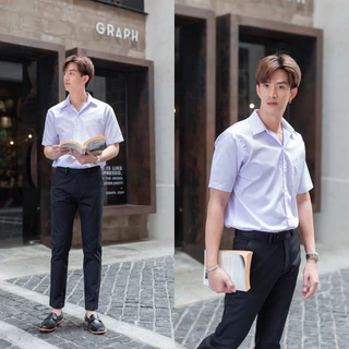 เสื้อนักศึกษาชาย เสื้อนักศึกษาชายแขนยาว แขนสั้น รอบอก 36“-56” ผ้านิ่มใส่สบาย สีขาวนวล ขาวสว่าง ขาวโอโม่
