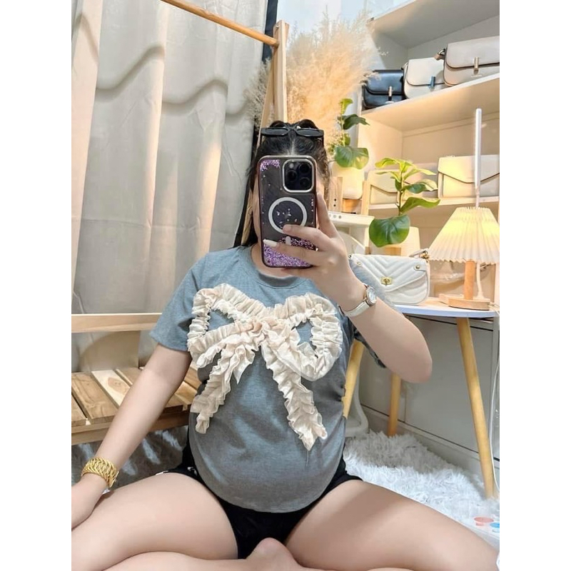 318 เสื้อสาวอวบ จั้มเอวปักโบว์3D อก34-46 - รูปที่ 4