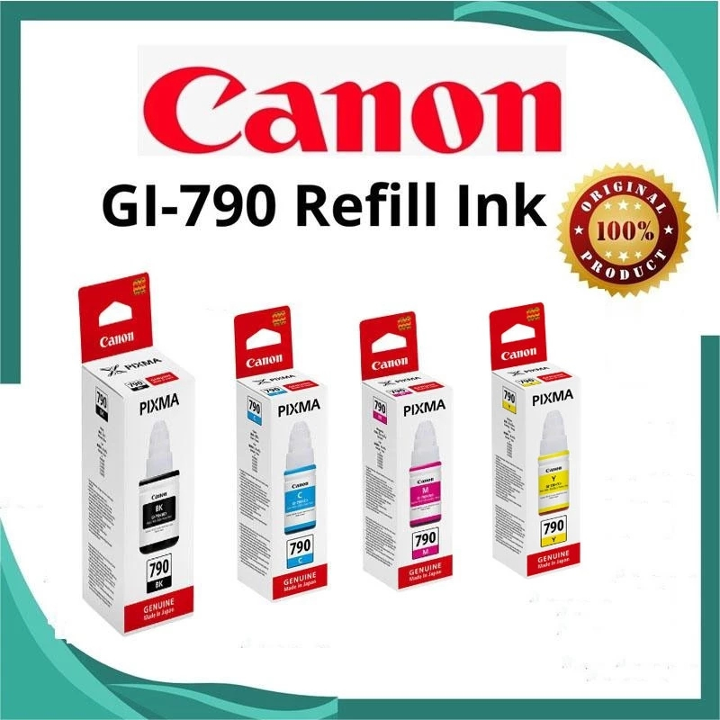 หมึก canon GI-790 หมึกเติม CANON หมึกขวดแท้ 4 สี BK /C /M / Y หมึก Canon G2010 /G3010 /G1010 /G4010（สามารถออกใบเสร็จได้）