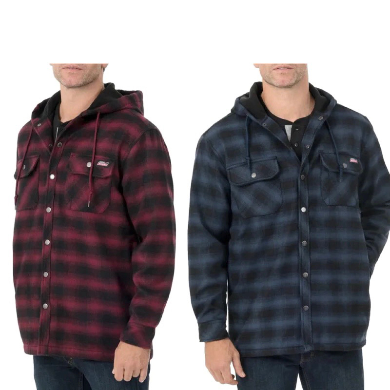 DICKIE S Men’s Plaid Hooded  Jacket แจ็คเก็ต เสื้อฮู้ดตารางสีเทาดำ แบรนด์เนม✨DICKI E S แท้💯% (JK384)