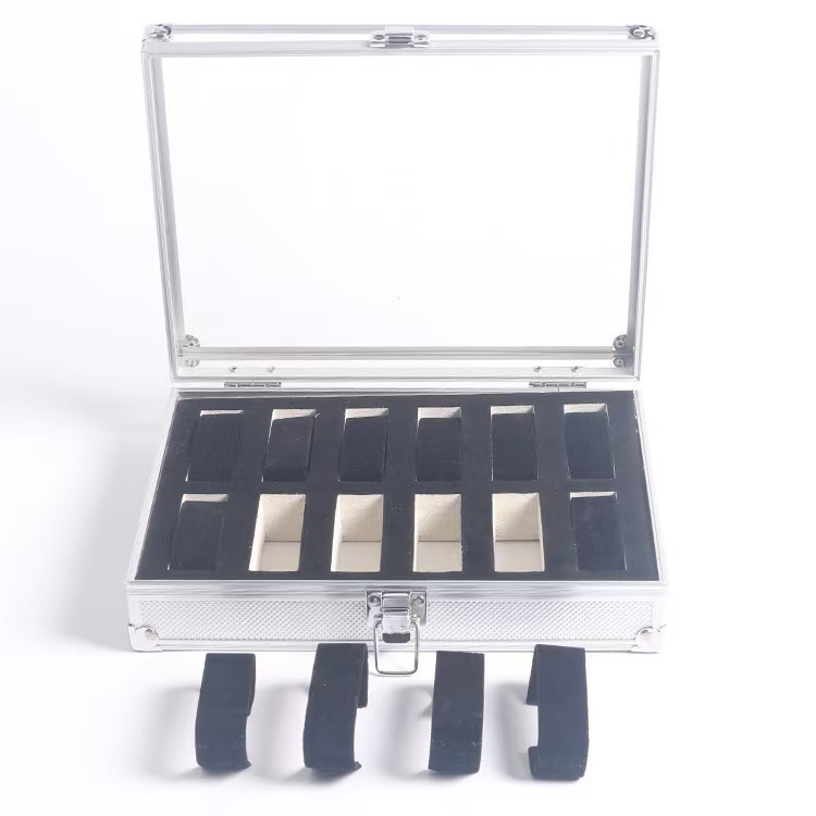 กล่องนาฬิกา 6 12 24 เรือน กรอบอลูมิเนียม Watch Box กล่องใส่นาฬิกา กล่องของขวัญ อลูมิเนียมอัลลอยด์ - รูปที่ 3
