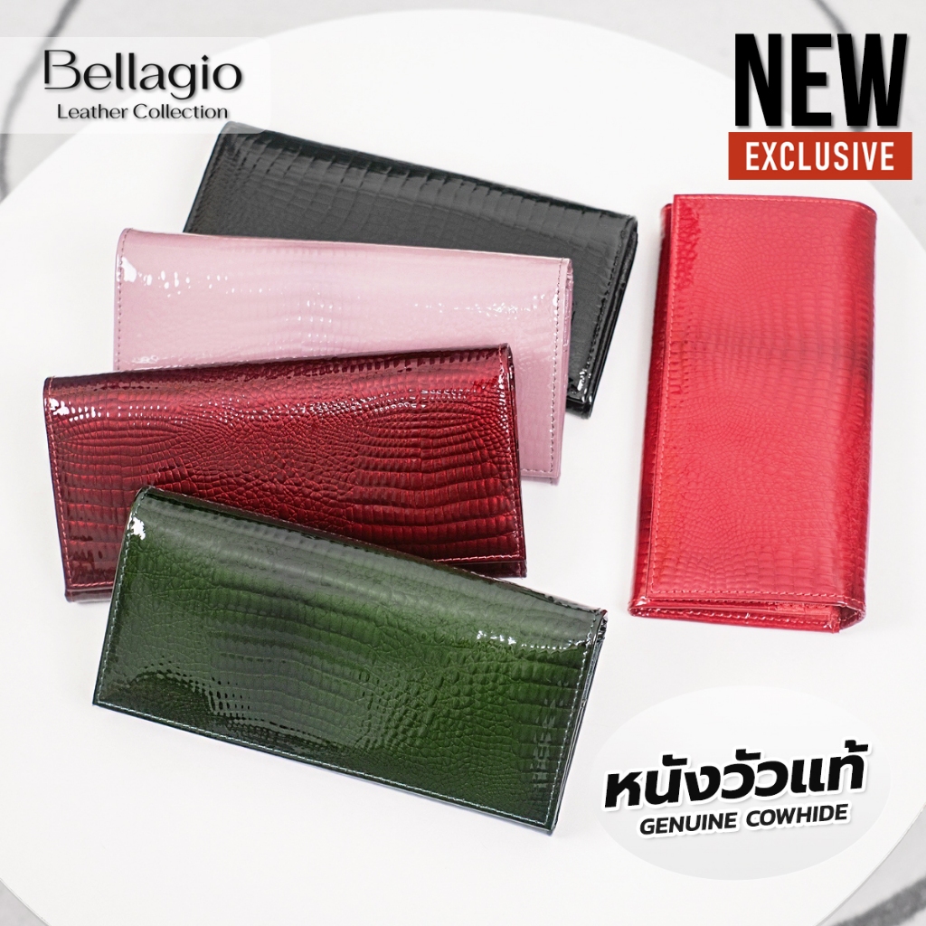 Bellagio รุ่น Serena Wallet กระเป๋าสตางค์ใบยาวหนังวัวพรีเมียม (ลายหนังงู) สไตล์เรียบหรูดูแพง