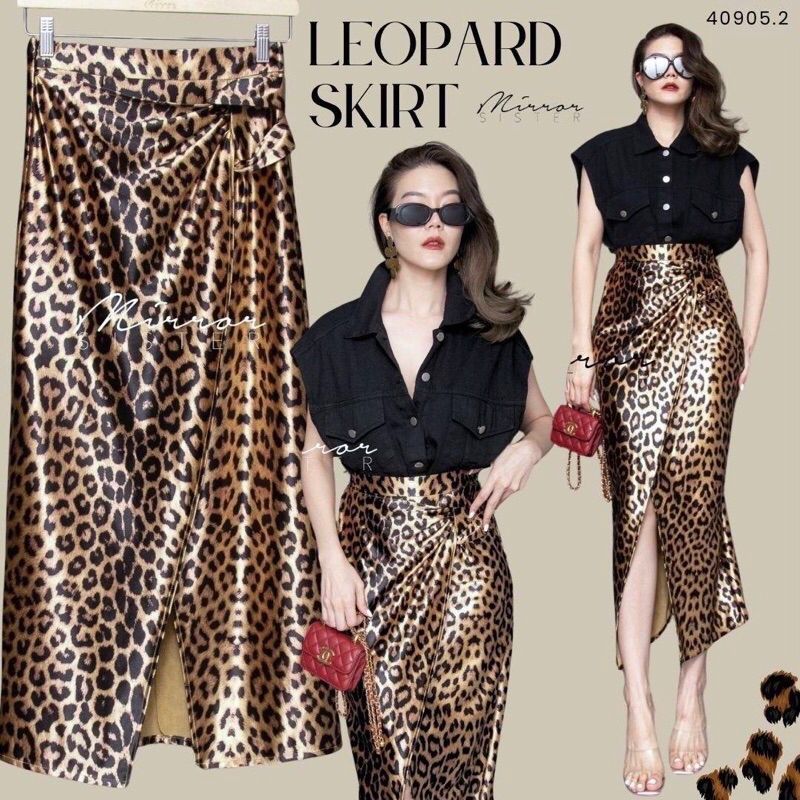 สินค้าขายดี ••MiRRoRSiSTER's L’ORiVA LEoPaRD SKiRT•• กระโปรงลายเสือ แพทเทรินทรงสวยมาก ช่วงเอวแต่งdrapเก๋ๆ