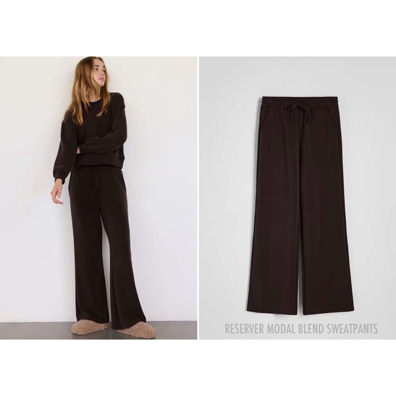 RESERVER กางเกงขายาว ทรงขากว้าง มีเชือกผูกโบว์ MODAL BLEND SWEATPANTS (C1002)
