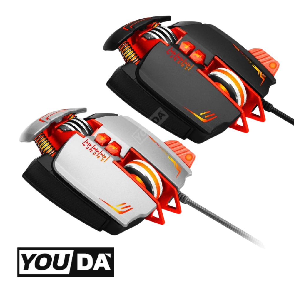 YOUDA เมาส์เกมมิ่ง LED RGB ไฟกระพริบ รับประกัน 1ปี ไฟ LED 7สี มาโคร 4ปุ่มพิเศษ YD-L307 เมาส์ USB เมาส์แบบมีสาย เมาส์ทีวี