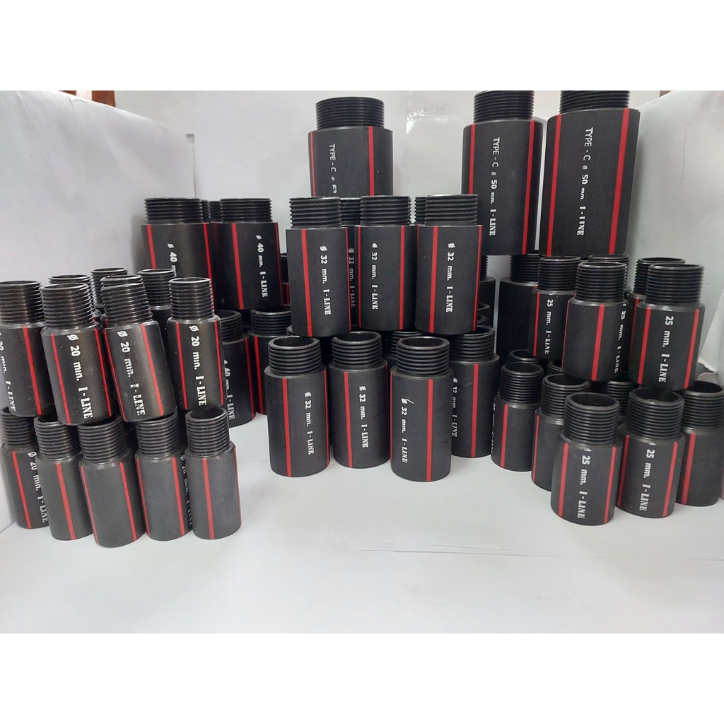"IPP" ข้อต่อท่อ HDPE Class I PN6 ท่อไฟฟ้าสีดำคาดแดง แบบเกลียวนอก --ราคาต่อ1ชิ้น-- ***ออกบิลยอด500บาท