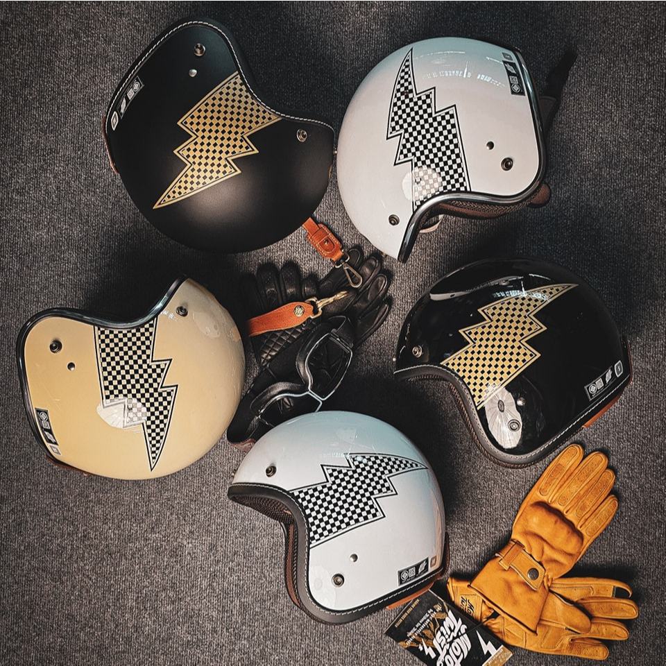 HelmshellxMototwist BKK หมวกกันน็อครุ่น Thunder checker ลิขสิทธิ์แท้ดั้งเดิม แบรนด์ Mototwist