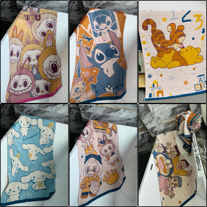 ผ้าเช็ดตัวสาลูผืนใหญ่จัมโบ้ ทอ 4 ชั้น  ขนาด 80x160 cm