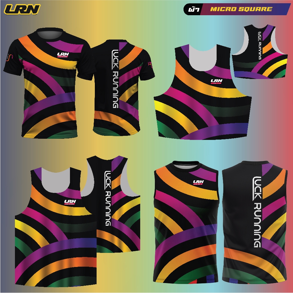 เสื้อวิ่งพิมพ์ลาย LRN เนื้อผ้า Micro square สำหรับวิ่งมาราธอน (MS06)