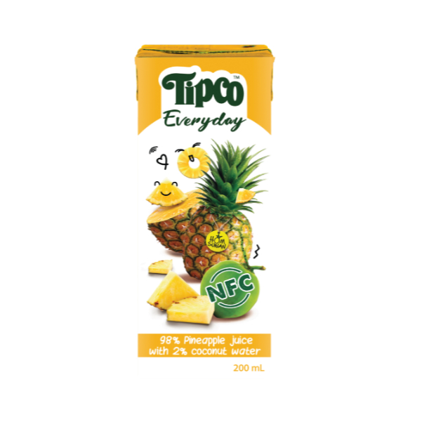 TIPCO Everyday น้ำสับประรดหอมสุวรรณ ผสมน้ำมะพร้าว Pineapple Juice With Coconut Water 200ml ยกลัง 24 