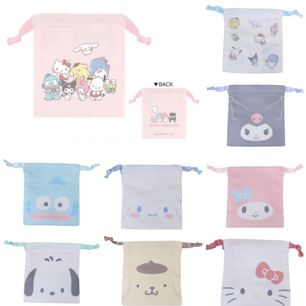 ถุงผ้ารูด ขนาด105x120มม. mx Sanrio kt mm ku pn pc cnเหมาะสำหรับเก็บของชิ้นเล็ก เช่น อุปกรณ์เสริมและหูฟัง กระเป๋าใส่กุญแจ