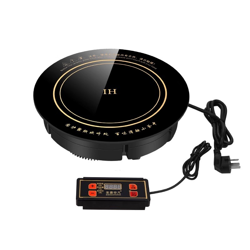 เตาแม่เหล็กไฟฟ้าแบบฝัง กำลังไฟสูง 2500W/3000W  เตากลมสำหรับขนาด288mm เหมาะสำหรับร้านอาหารหม้อไฟ