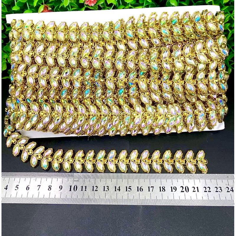 สังวาลย์/เพชรเส้นคัดเกรดดีสีสดสวยราคาต่อ1หลาสีเงิน/ทอง/อุปกรณ์ตกแต่ง สังวาลย์ดอกไม้ DIY ชุดไทย เหรียญโปรยทาน