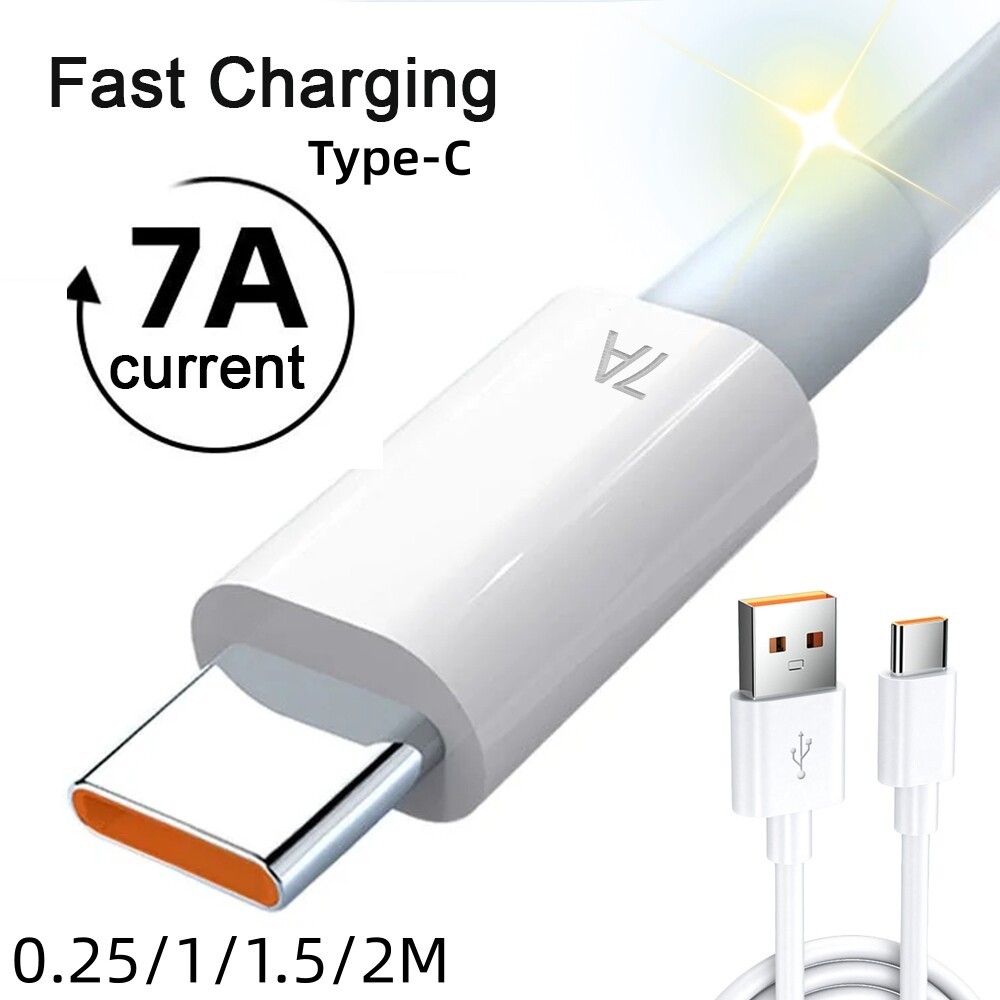 0.25/1/1.5/2M 7A High Quality Type-C Super Fast Charging Mobile Phone Data Cable Compatible with Xiaomi Huawei Cellphone