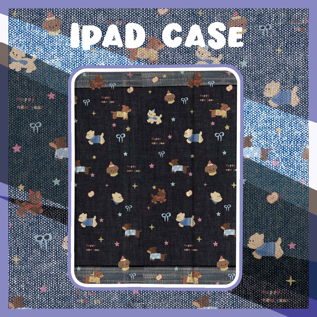 ส่งในพื้นที่ เคสไอแพด puppy Gen9 pro11 2024 Air5 เคส iPad เดนิม Gen8 air6 Case iPad มีที่เก็บปากกา