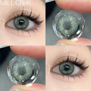 ✅COD [ 0~-8.00 ]MILL CREEK คอนแทคเลนส์ ธรรมชาติ Grey/Green 14.2mm 12 เดือน สําหรับนักเรียน เลนส์บิ๊กอายน่า