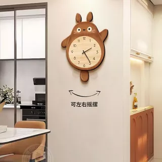 🔥นาฬิกาแขวน นาฬิกาแขวนสไตล์ไม้ Totoro ห้องนั่งเล่นนาฬิกาแขวนผนัง ตกแต่งห้องนั่งเล่น