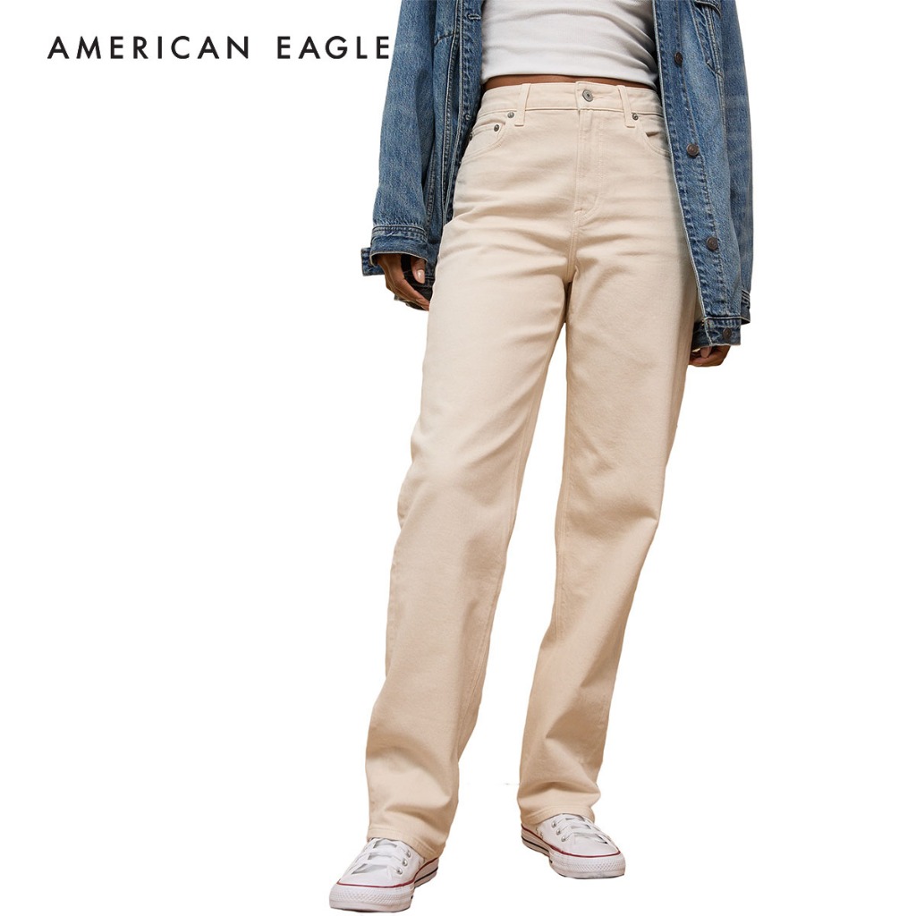 American Eagle Stretch Super High-Waisted Baggy Straight Jean กางเกง ยีนส์ ผู้หญิง แบ็กกี้ สเตรท (WBG WSV 043-5427-154)