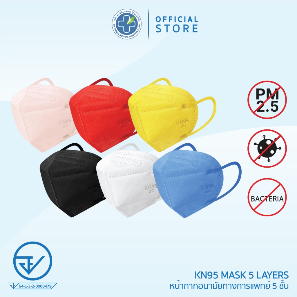 [Flagship Store]Dr.Hygiene - หน้ากากอนามัย KN95 แมส5ชั้น ทางการแพทย์ป้องกันฝุ่นPM2.5ได้ดีที่สุดมีใบรับรอง 5 /10 /25 ชิ้น