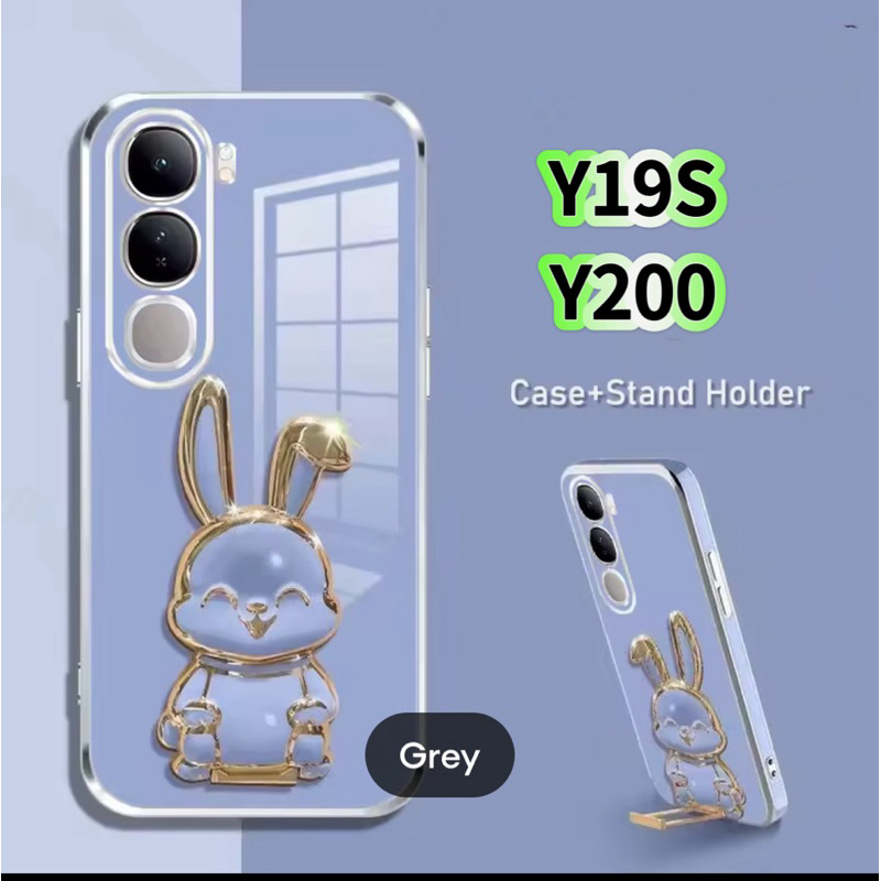 เคส สำหรับรุ่น Vivo Y19S กระต่าย ดึ่งขา ตั้งได้ ฝาหลัง นิ่ม กันกระแทก แบบน่ารัก