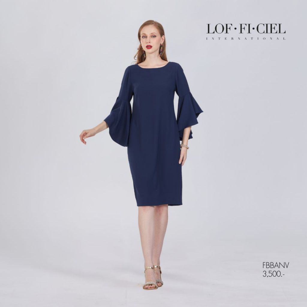 LOF-FI-CIEL فستان بأكمام مكشكشة — كحلي