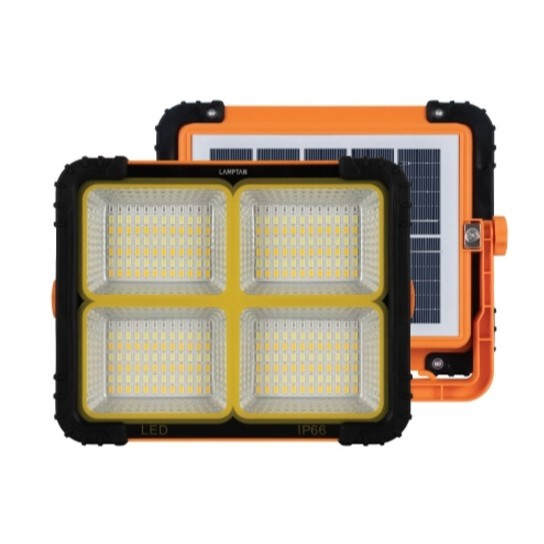 โคมไฟ Floodlight โซล่าเซลล์ LAMPTAN LED รุ่น ORA 300W แบบพกพา แบตสำรอง+ที่ชาร์จ USB+กันน้ำ+4 แสง ไฟฉุกเฉิน เดินป่า