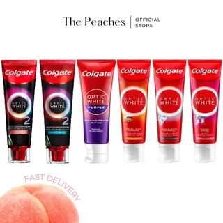 Colgate คอลเกต ยาสีฟัน ยาสีฟันม่วง ยาสีฟันพีช เมนทอล อ๊อคติก 100 กรัม Colgate Optic White O2 100g.