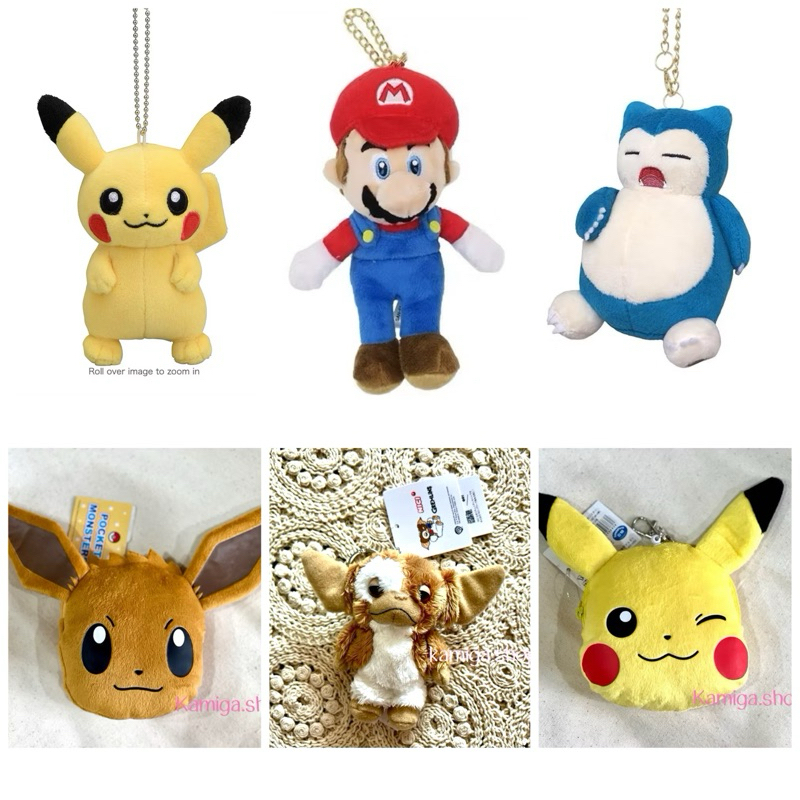 พวงกุญแจ Nitendo Pikachu มาริโอ้ Gremlins และตัวการ์ตูนอื่นๆ ของแท้จากญึ่ปุ่น