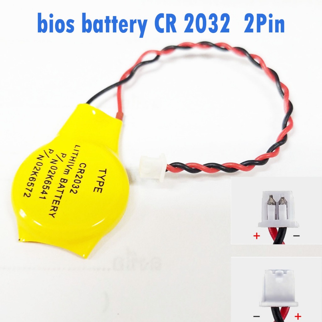 CR2032 พร้อมสาย 2pin ปลั๊ก 3V ปุ่มแบตเตอรี่ เมนบอร์ดโน้ตบุ๊ก BIOS COM แบตเตอรี่