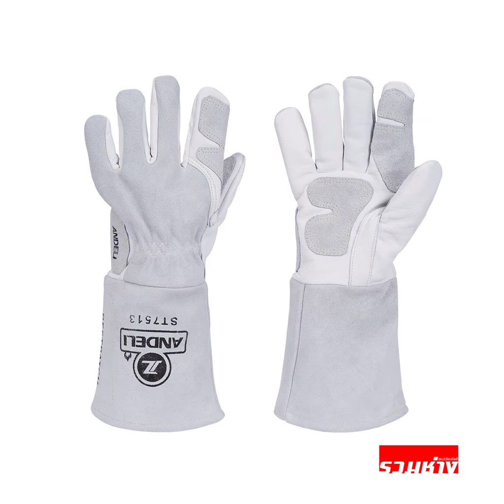 Andeli ถุงมือหนัง ถุงมือเชื่อม 10นิ้ว 14 นิ้ว สีน้ำเงิน สีแดง หนังนุ่ม ทนไฟ เย็บดี