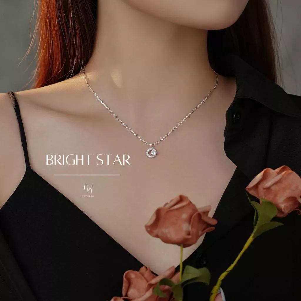 OUTLETS ล้างสต็อกจากโรงงานตรง สร้อยคอ Bright Star Valentine ของขวัญ สร้อยแฟชั่น สร้อยเงินแท้
