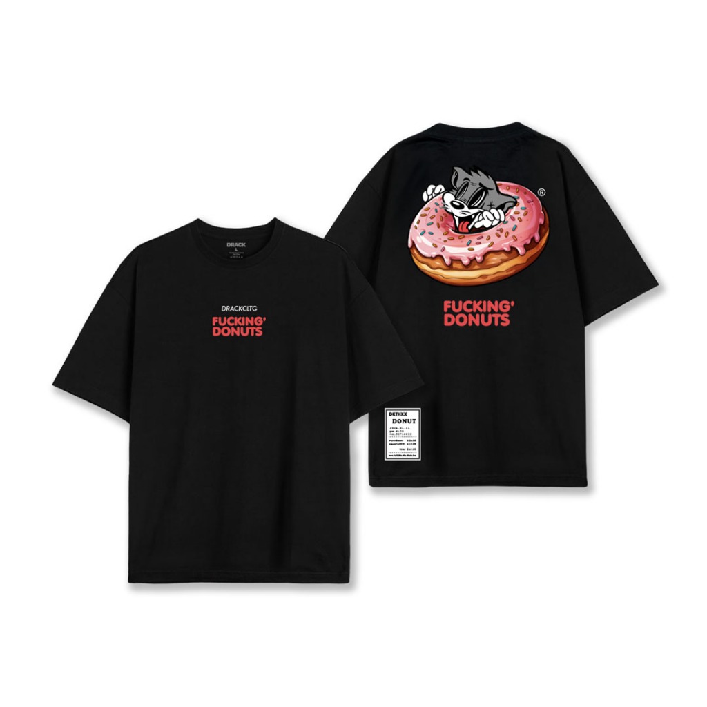 DRACK - DONUXX สีดำ เสื้อยืดคอกลม