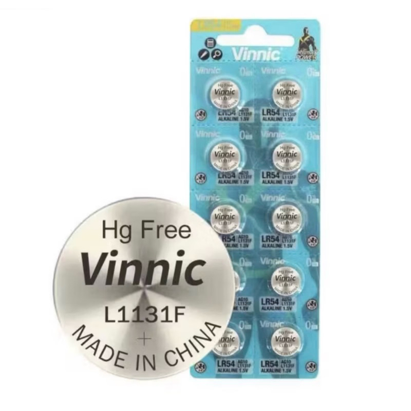 ถ่านVinnic L1131F/L1131/LR54/LR1130 1.5V alkaline แพค10ก้อน