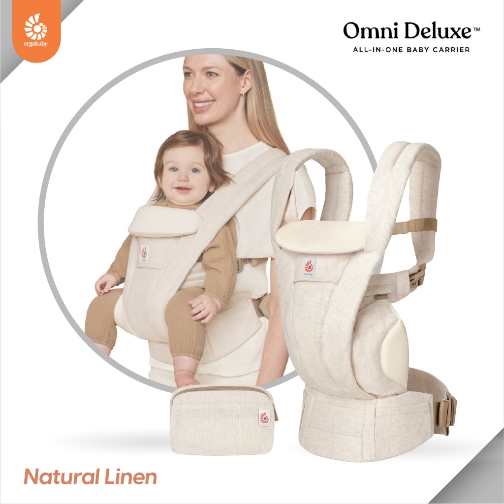 Ergobaby เป้อุ้มเด็ก รุ่น Omni Deluxe Linen - Natural Beige สำหรับ 0-48 เดือน รุ่นใหม่ล่าสุด