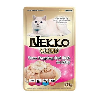 Nekko Gold ชนิดซอง (ยกโหล 12 ซอง) อาหารเปียกแมวผลิตจากปลาเนื้อขาว Human Grade 70 กรัม