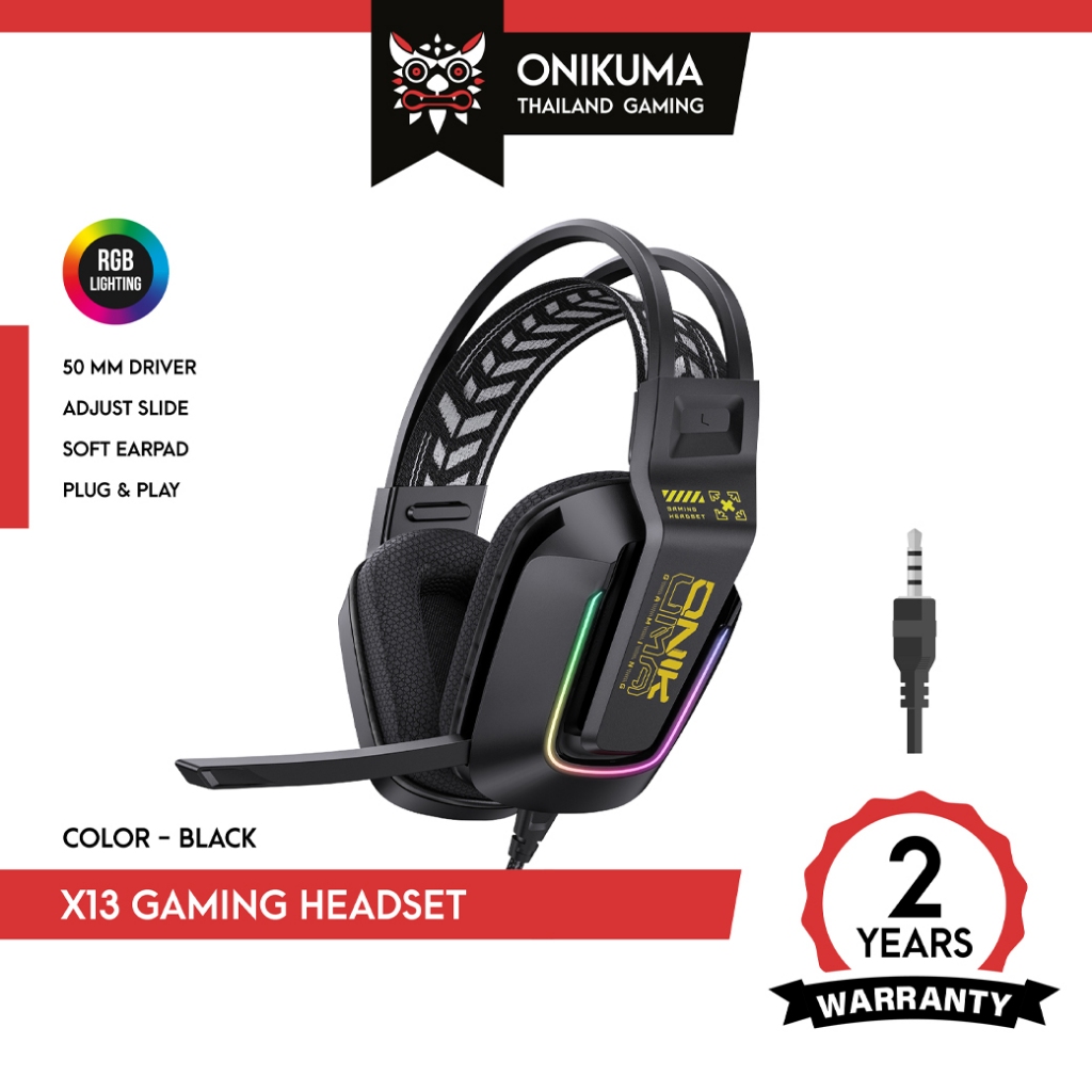 ONIKUMA X13 Gaming Headset 3.5 mm ลำโพง 50mm ไฟ RGB รองรับ PC/Mobile/Console