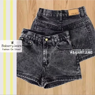 BabarryJeans ยีนส์ขาสั้นเอวสูงรุ่นเรียบคลาสสิค (ORIGINAL) สียีนส์ดำสโนว