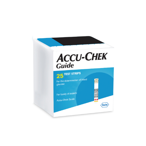 Accu-Chek Guide Test Strip แอคคิว-เช็ค ไกด์ แผ่นตรวจน้ำตาล (25ชิ้น/กล่อง)