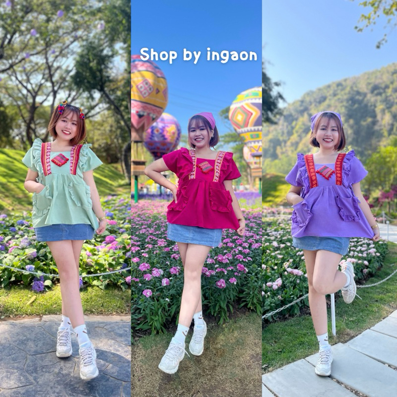 เสื้อพื้นเมือง(รุ่นระบายผ้านิ่ม)มีขนาดฟรีไซส์-บิ๊กไซส์
