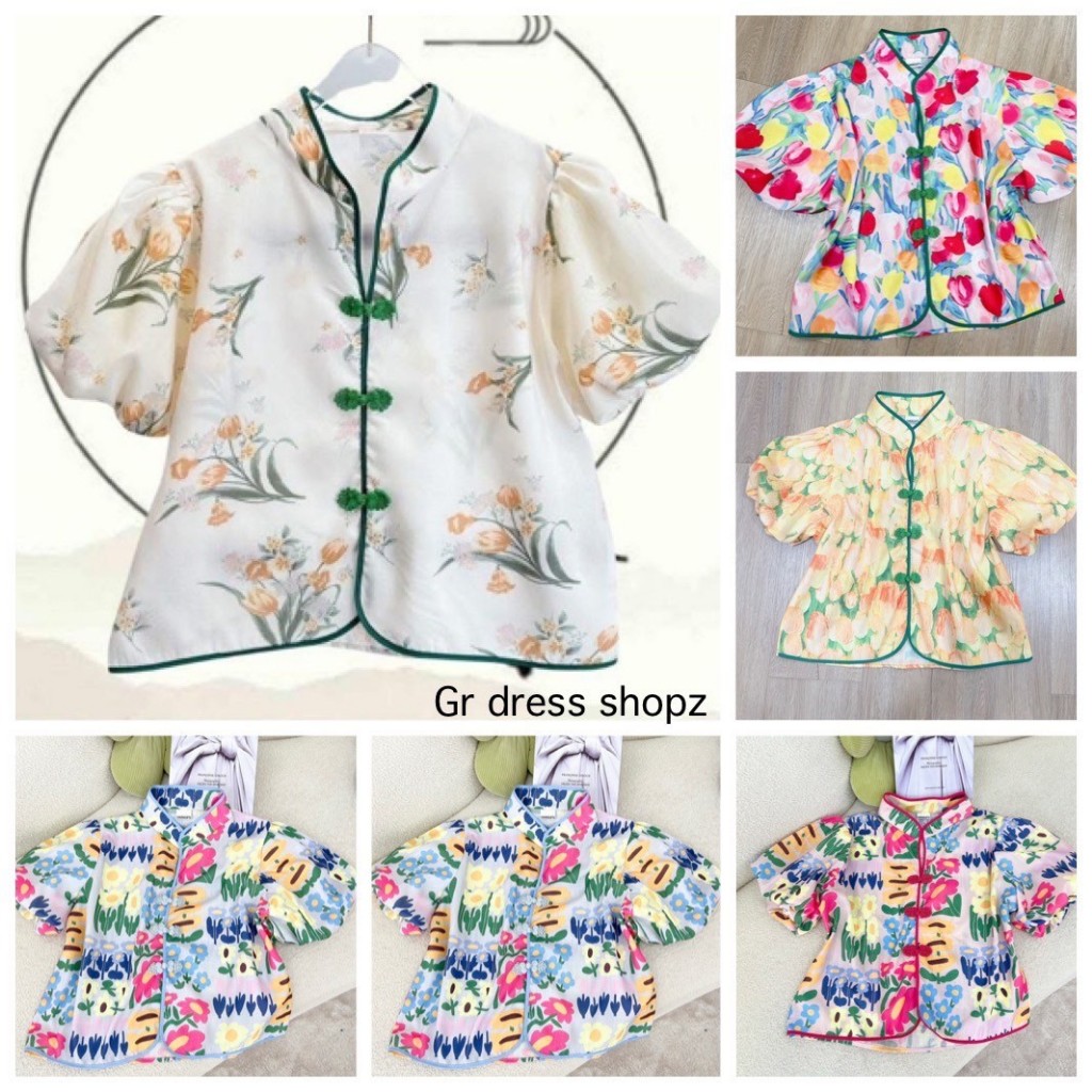 ป้าย CHOEGO เสื้อคอจีนอาหมวยแขนบอลลูน อก 42 นิ้ว ยาว 20 นิ้ว