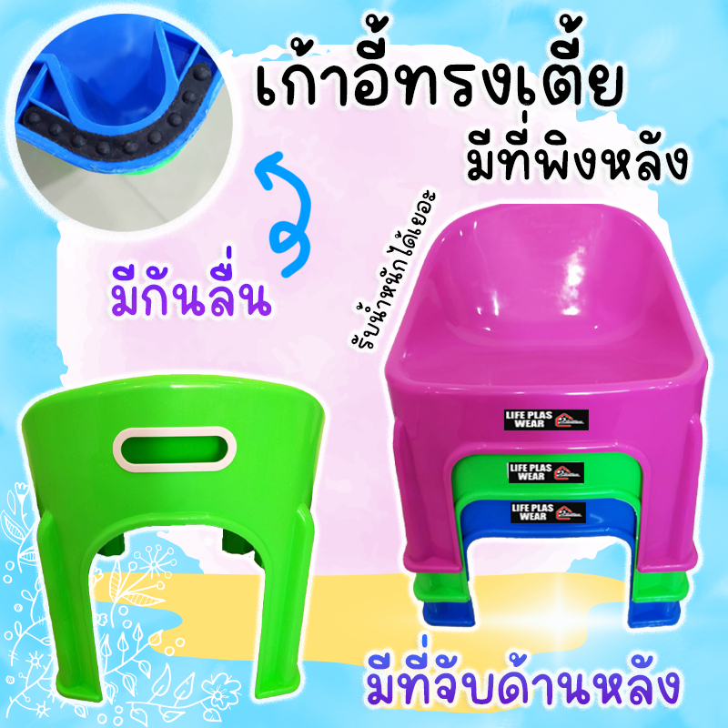 🔥พร้อมส่ง🔥มีกันลื่น เก้าอี้ เก้าอี้เตี้ย เก้าอี้นั่ง มีที่พิงหลัง มีที่จับด้านหลัง รับน้ำหนักได้เยอะมาก