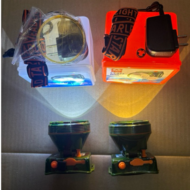 หัวไฟฉาย สตาร์ STAR (คาดหัว) รุ่น ST-222 mini หัวเล็ก ดำน้ำได้ 500วัตต์ ยี่ห้อตราดาว ไฟส่องกบ ลายทหา