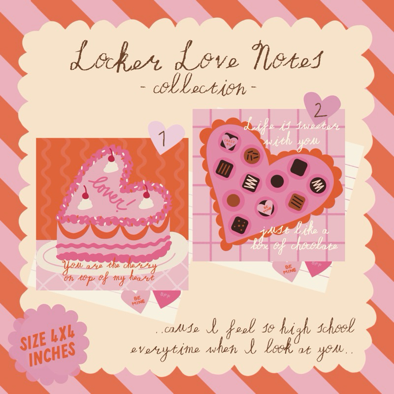 heartmepeach ♡ LOCKER LOVE NOTES MINI CARDS ♡